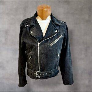 Rare Vintage Harley-Davidson Black Jacket with Gold and Orange Patch